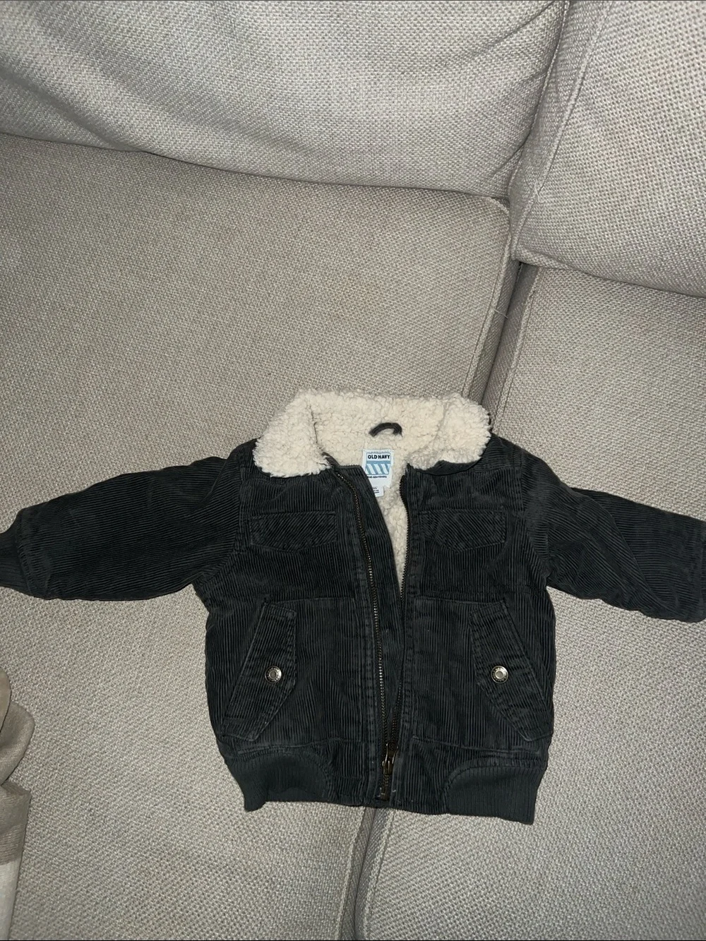 Kids Black Corduroy Jacket with Sherpa Lining - size 12 to 18 months
